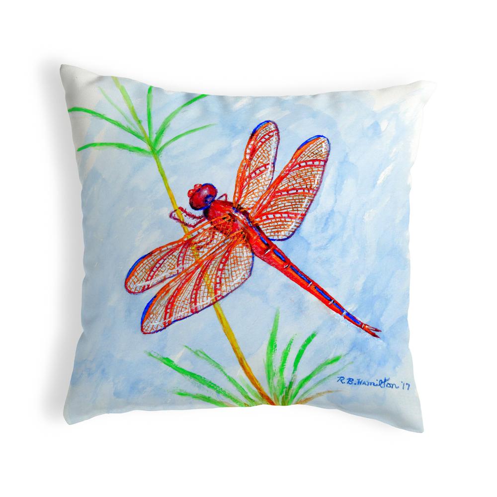 Red DragonFly Small No-Cord Pillow 12x12. Picture 1