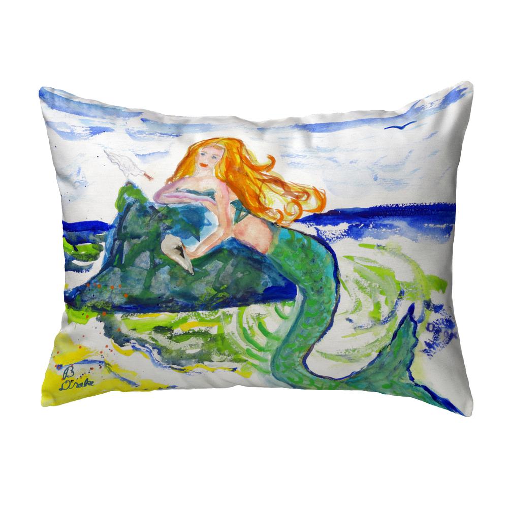 Mermaid on Rock Small No-Cord Pillow 11x14. Picture 1