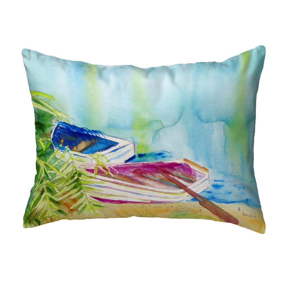 Watercolor Rowboats Small No-Cord Pillow 11x14. Picture 1