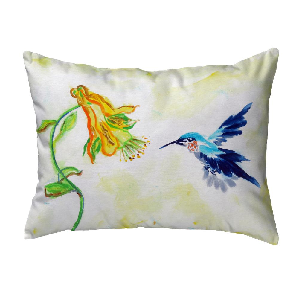 Hummingbird & Yellow Flower Small No-Cord Pillow 11x14. Picture 1