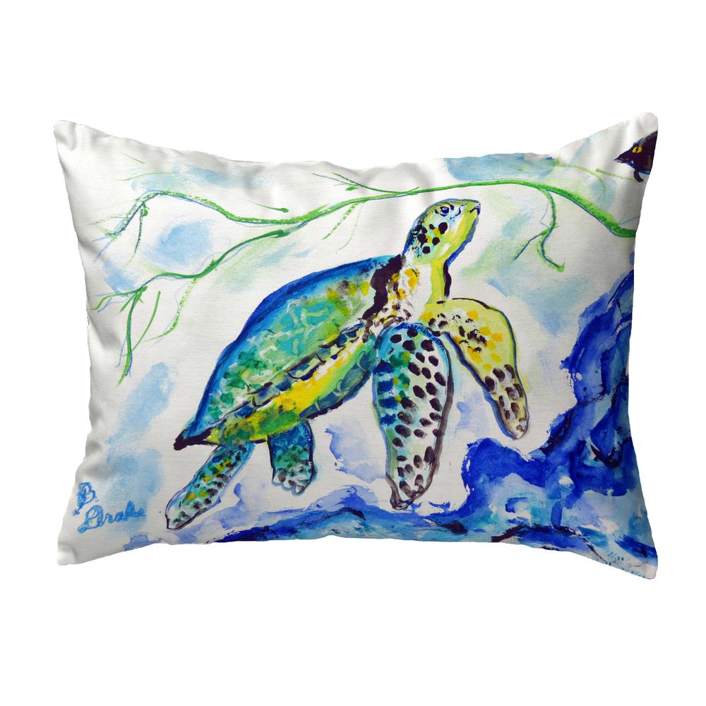 Yellow Sea Turtle Small No-Cord Pillow 11x14. Picture 1