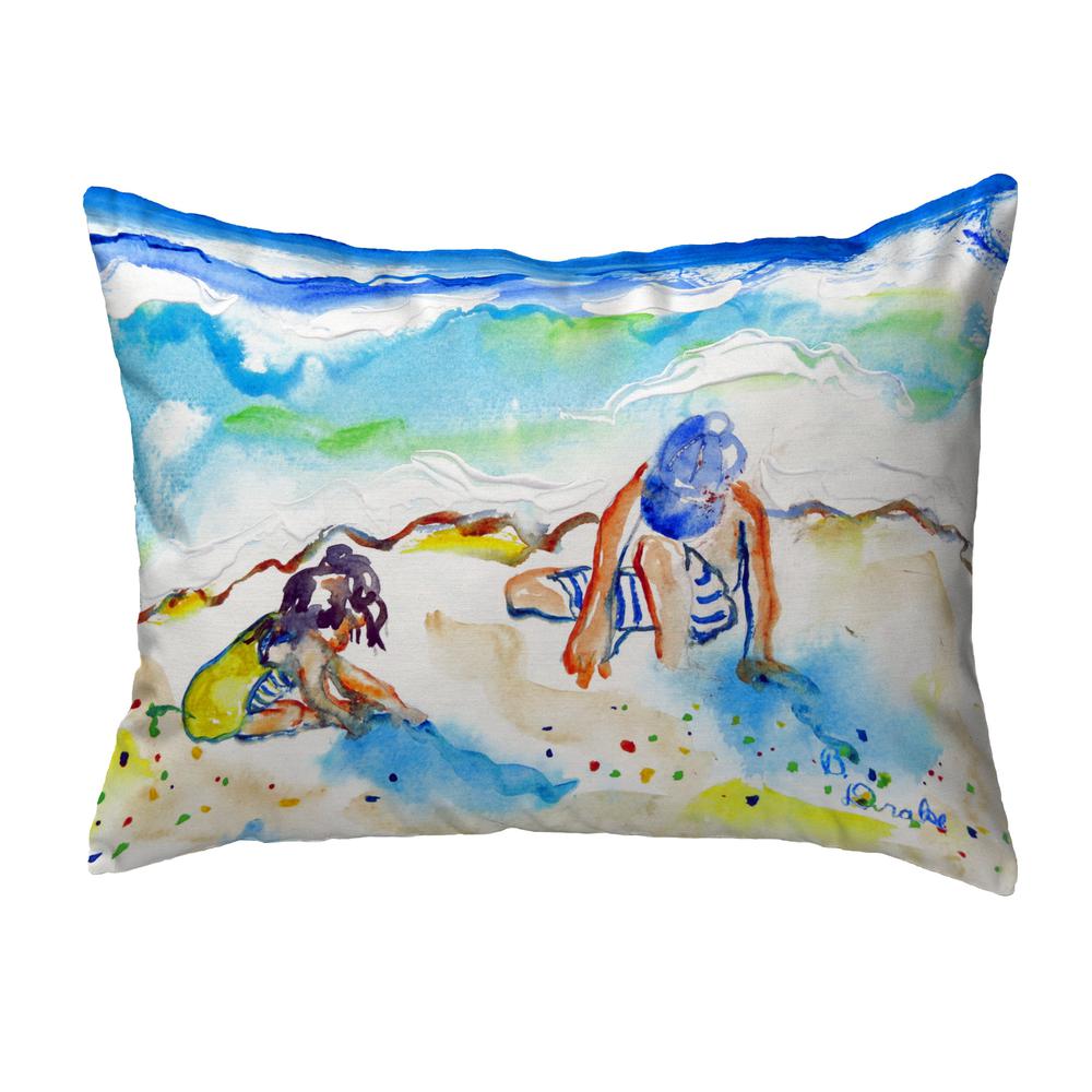 Playing in Sand Small No-Cord Pillow 11x14. Picture 1