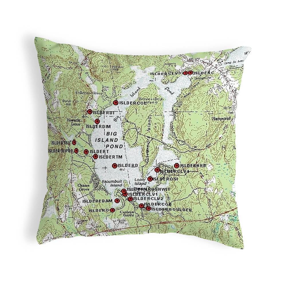 Big Island Pond, NH Nautical Map Noncorded Indoor/Outdoor Pillow 12x12. Picture 1