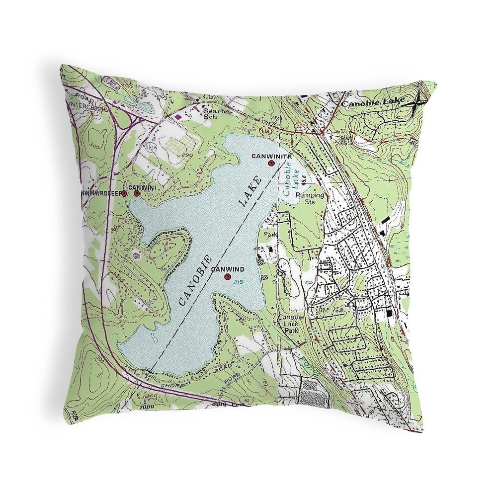 Canobie Lake, NH Nautical Map Noncorded Indoor/Outdoor Pillow 12x12. Picture 1