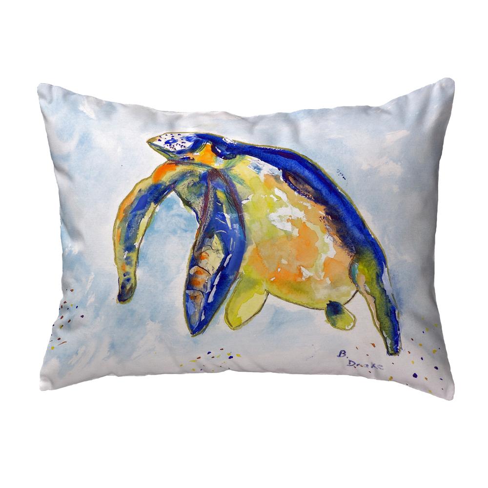 Blue Sea Turtle - Left Small No-Cord Pillow 11x14. Picture 1