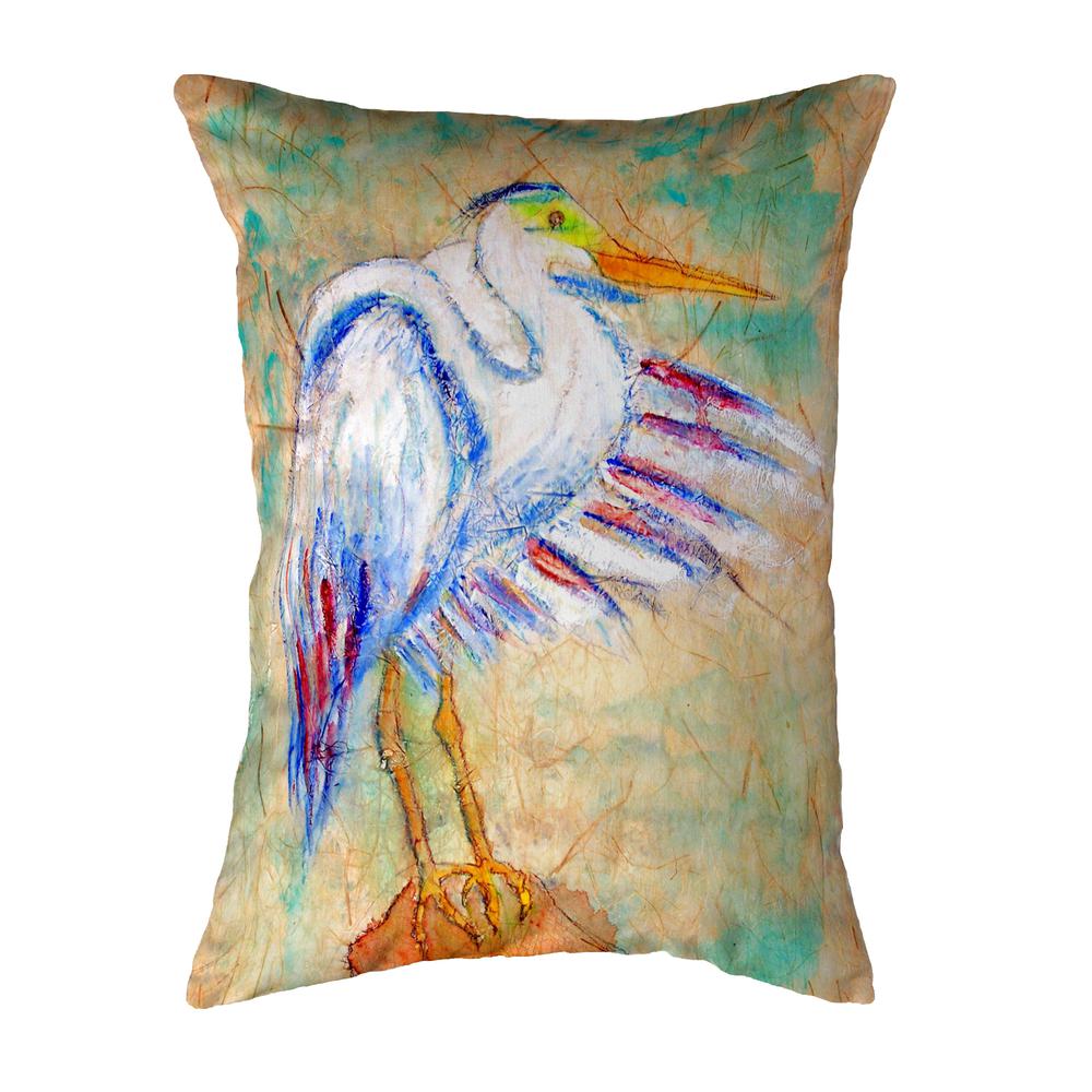 Egret on Rice Small No-Cord Pillow 11x14. Picture 1