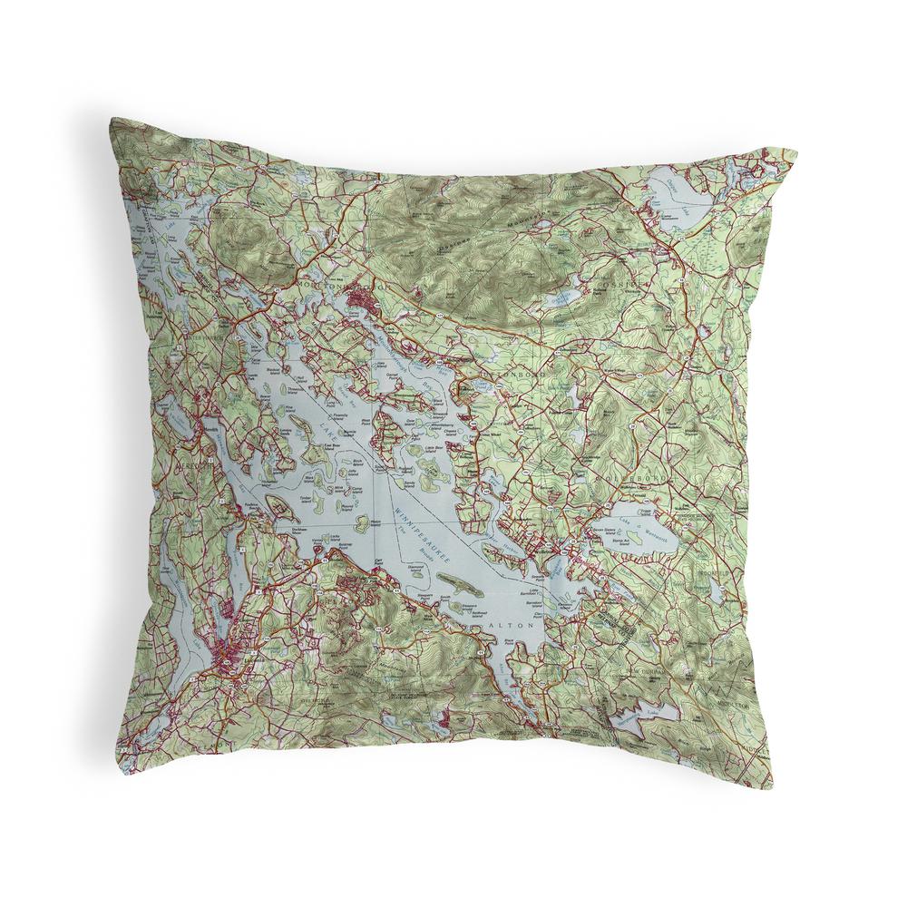 Lake Winnipesaukee, NH Nautical Map Noncorded Indoor/Outdoor Pillow 12x12. Picture 1