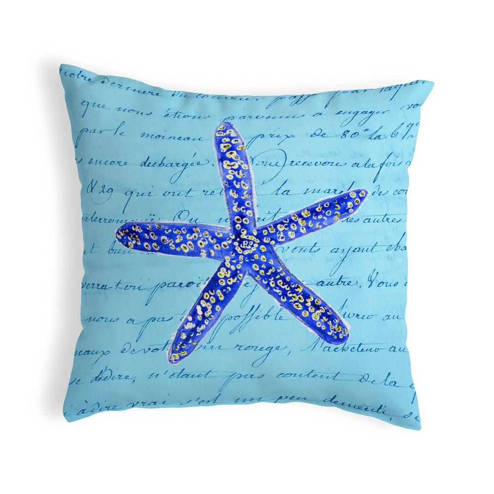 Blue Starfish Small No-Cord Pillow 12x12. Picture 1