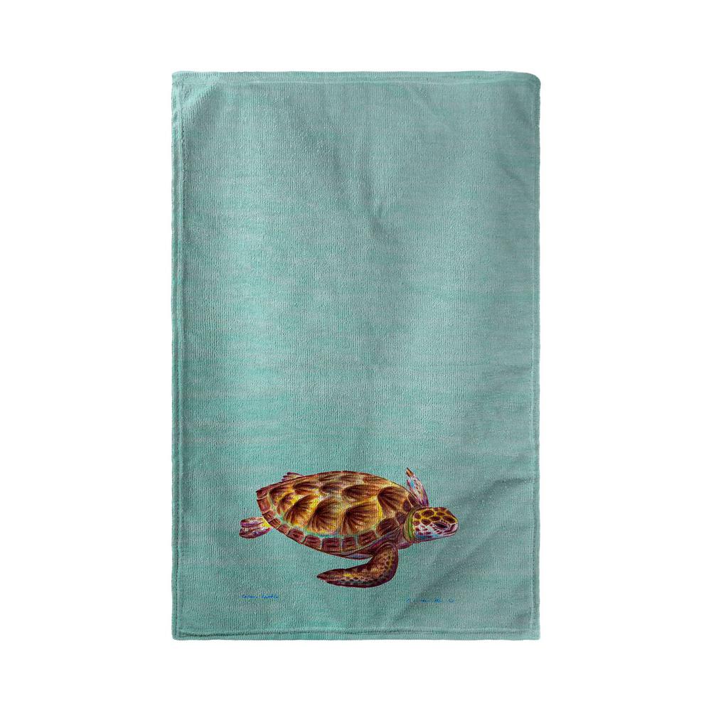 Aqua Green Sea Turtle Kitchen Towel. Picture 1