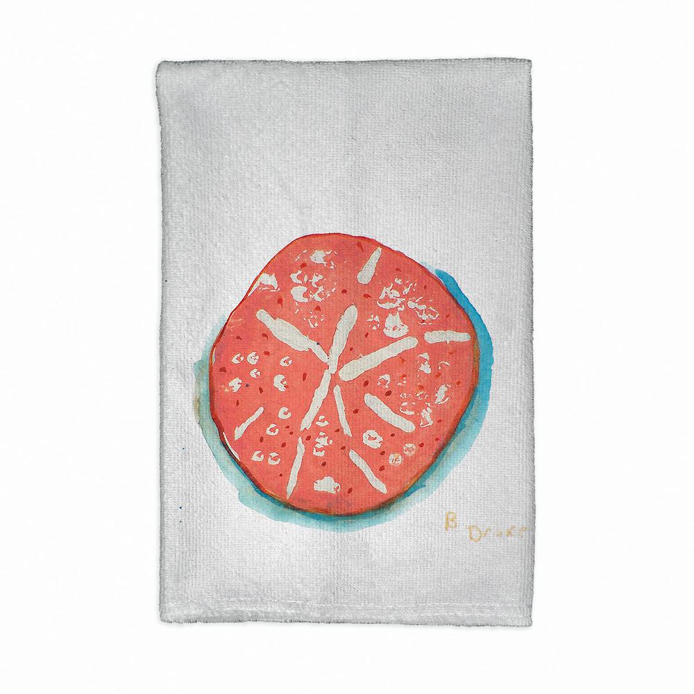 Coral Sand Dollar Kitchen Towel. Picture 1