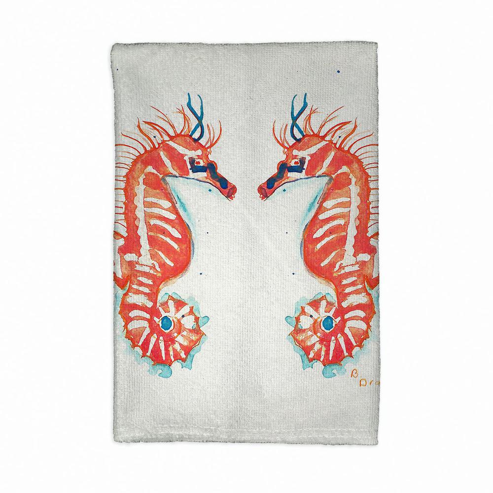 Coral Sea Horses Kitchen Towel. Picture 1