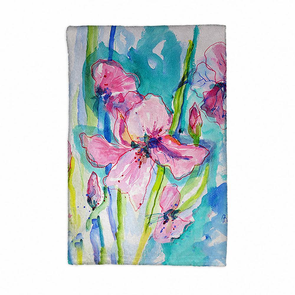 Pink Iris Kitchen Towel. The main picture.