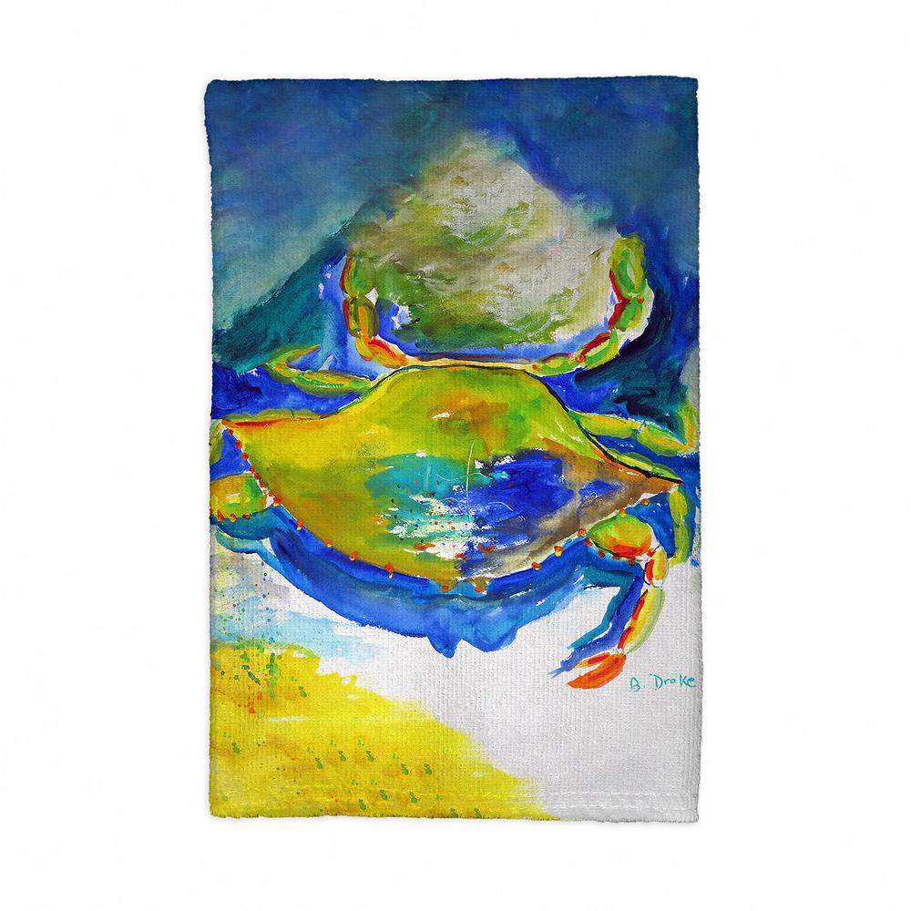 Blue & Yellow Crab Kitchen Towel. Picture 1