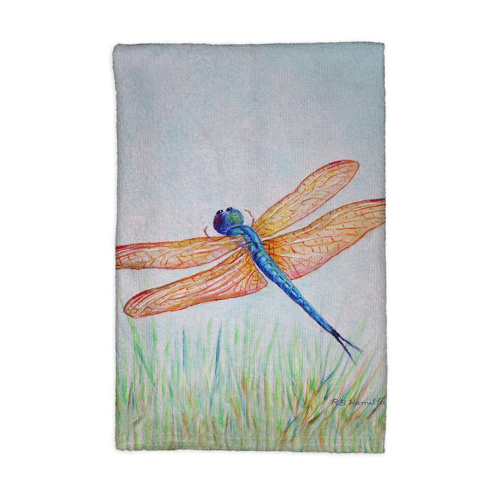 Amber & Blue Dragonfly Kitchen Towel. Picture 1