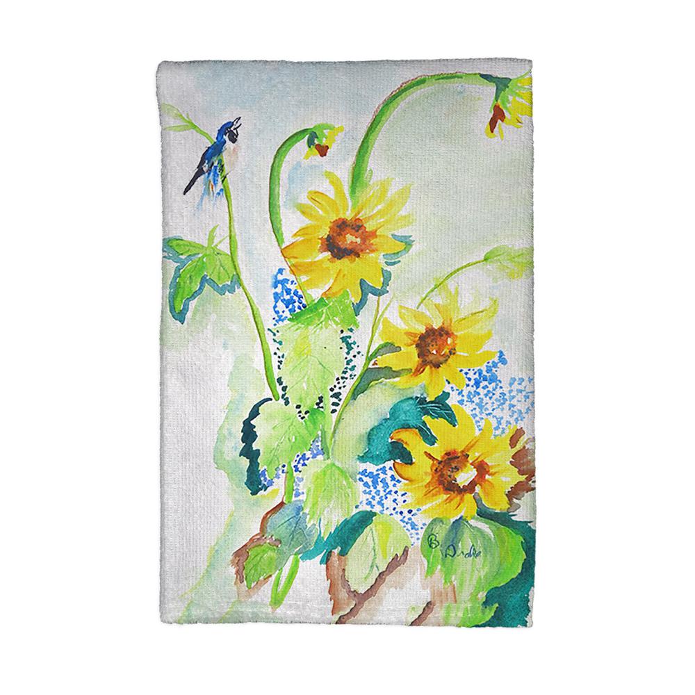 Sunflower & Bird Kitchen Towel. Picture 1
