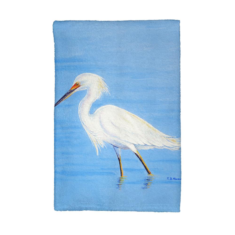 Stalking Snowy Egret Kitchen Towel. Picture 1