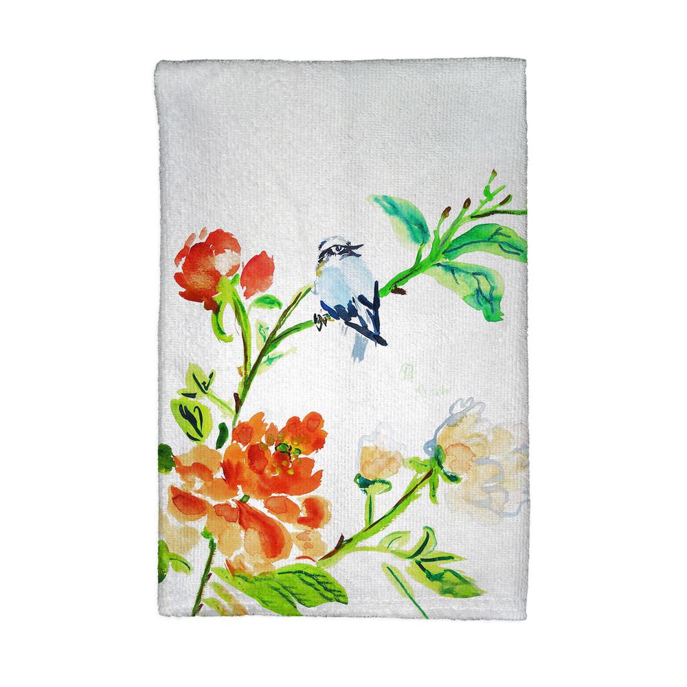 Blue Bird & Flowers Kitchen Towel. Picture 1