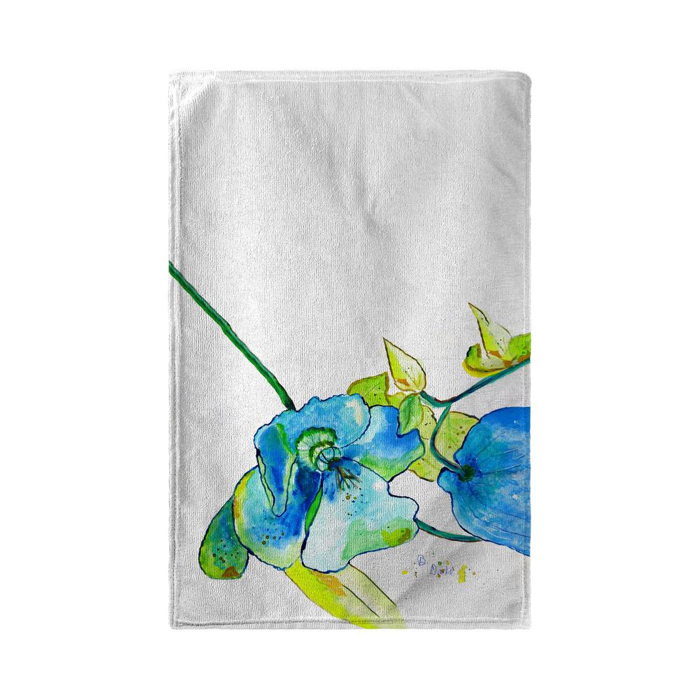 Blue Hibiscus Kitchen Towel. Picture 2