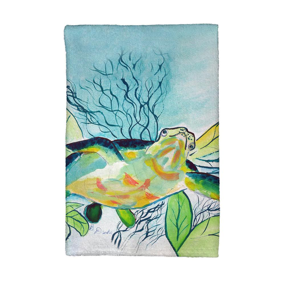 Smiling Sea Turtle Kitchen Towel. Picture 1