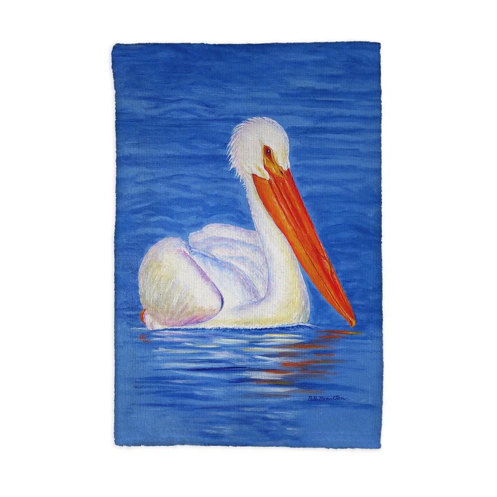 White Pelican Portrait Kitchen Towel. Picture 1
