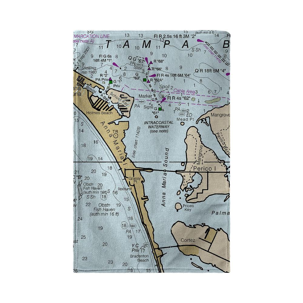 Anna Maria Island, FL Nautical Map Kitchen Towel. Picture 2
