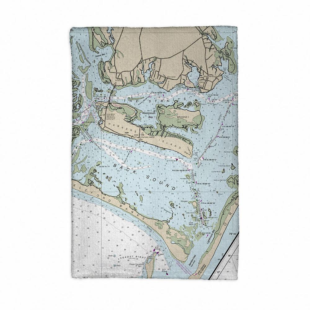 Beaufort Inlet and Part of Core Sound, NC Nautical Map Kitchen Towel. Picture 1