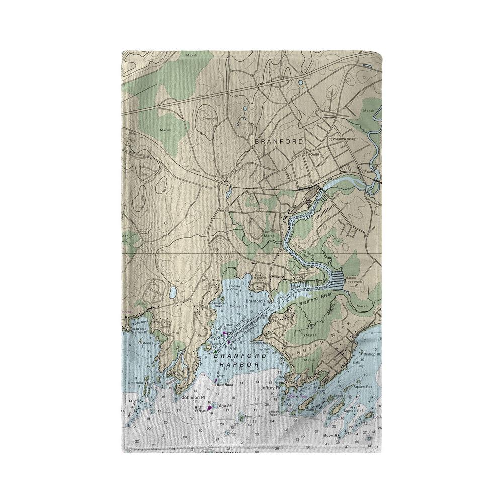 Branford Harbor, CT Nautical Map Kitchen Towel. Picture 1