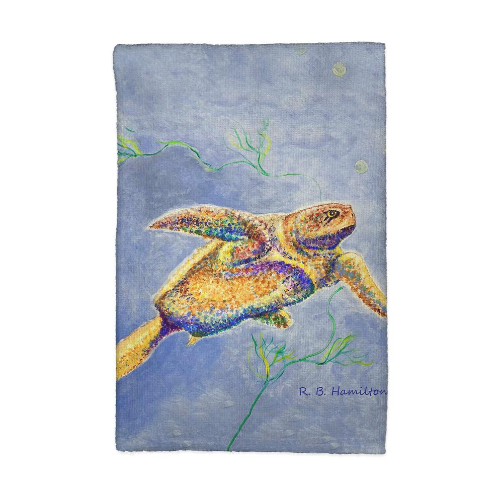 Pointillist Sea Turtle Kitchen Towel. Picture 1