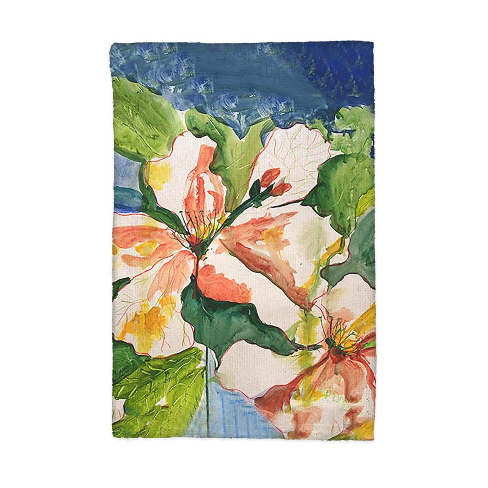 White Hibiscus Kitchen Towel. Picture 1