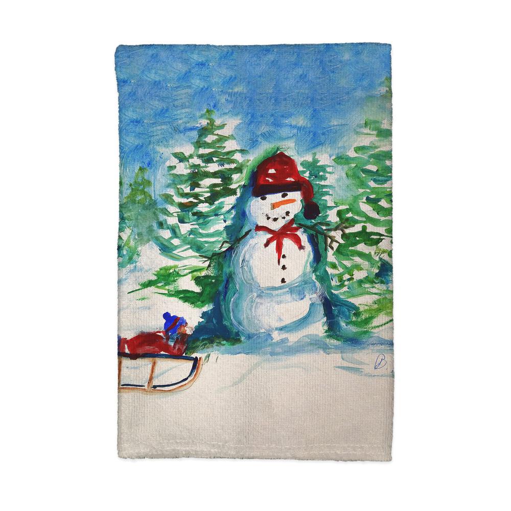 Snowman & Sled Kitchen Towel. Picture 1