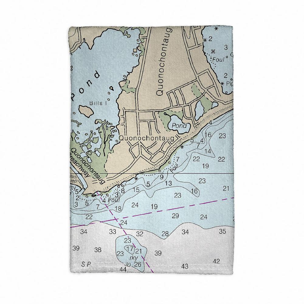 Block Island, RI Nautical Map Kitchen Towel. Picture 1