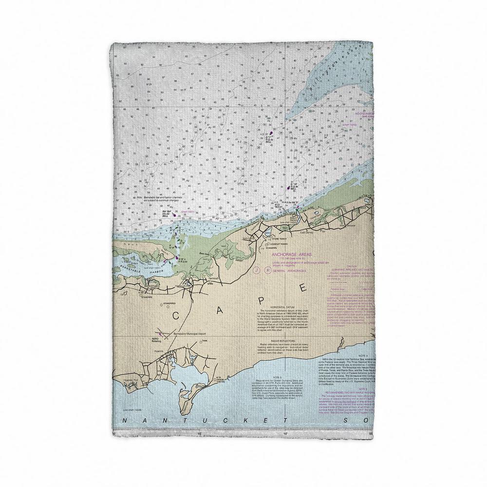 Cape Cod Bay, MA Nautical Map Kitchen Towel. Picture 1