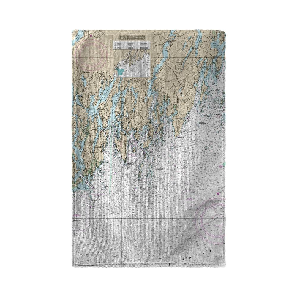 Southport - Pemaquid, ME Nautical Map Kitchen Towel. Picture 1