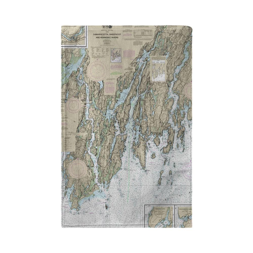 BoothBay, ME Nautical Map Kitchen Towel. Picture 1