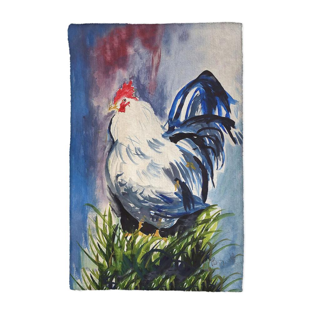 Blue & White Rooster Kitchen Towel. Picture 1