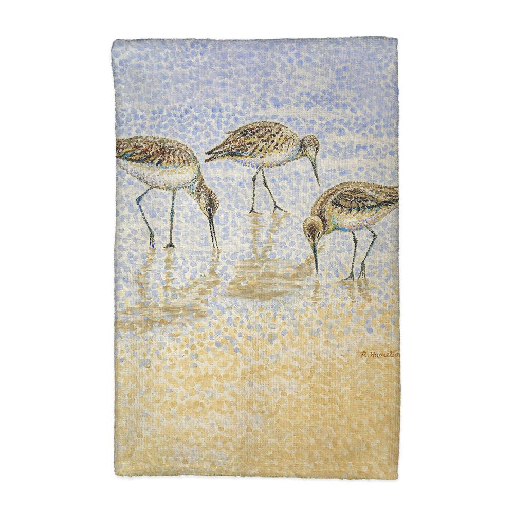 Willet Sandpipers Feeding Kitchen Towel. Picture 1