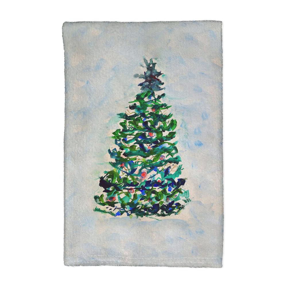 Blue Lights Christmas Tree Kitchen Towel. Picture 1