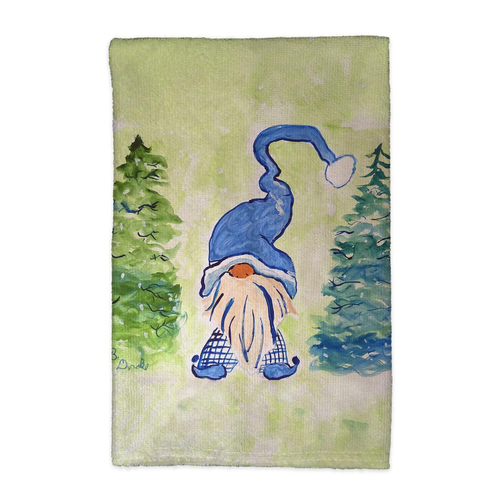 Gnome & Christmas Trees Kitchen Towel. Picture 1