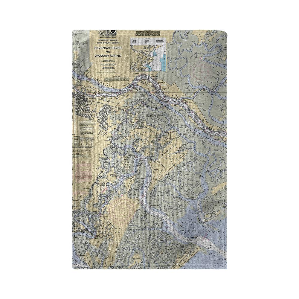 Savannah River and Wassaw Sound, GA Nautical Map Kitchen Towel. Picture 2