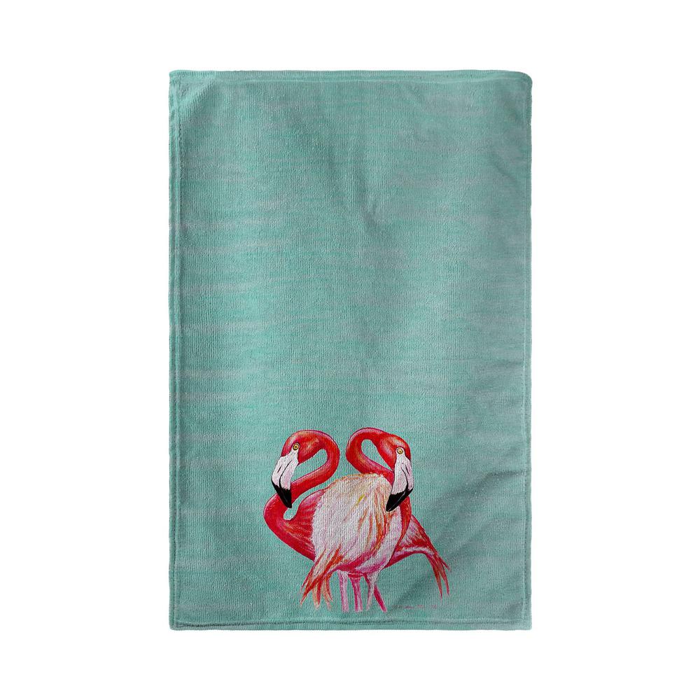 Two Flamingos - Aqua Kitchen Towel. Picture 1