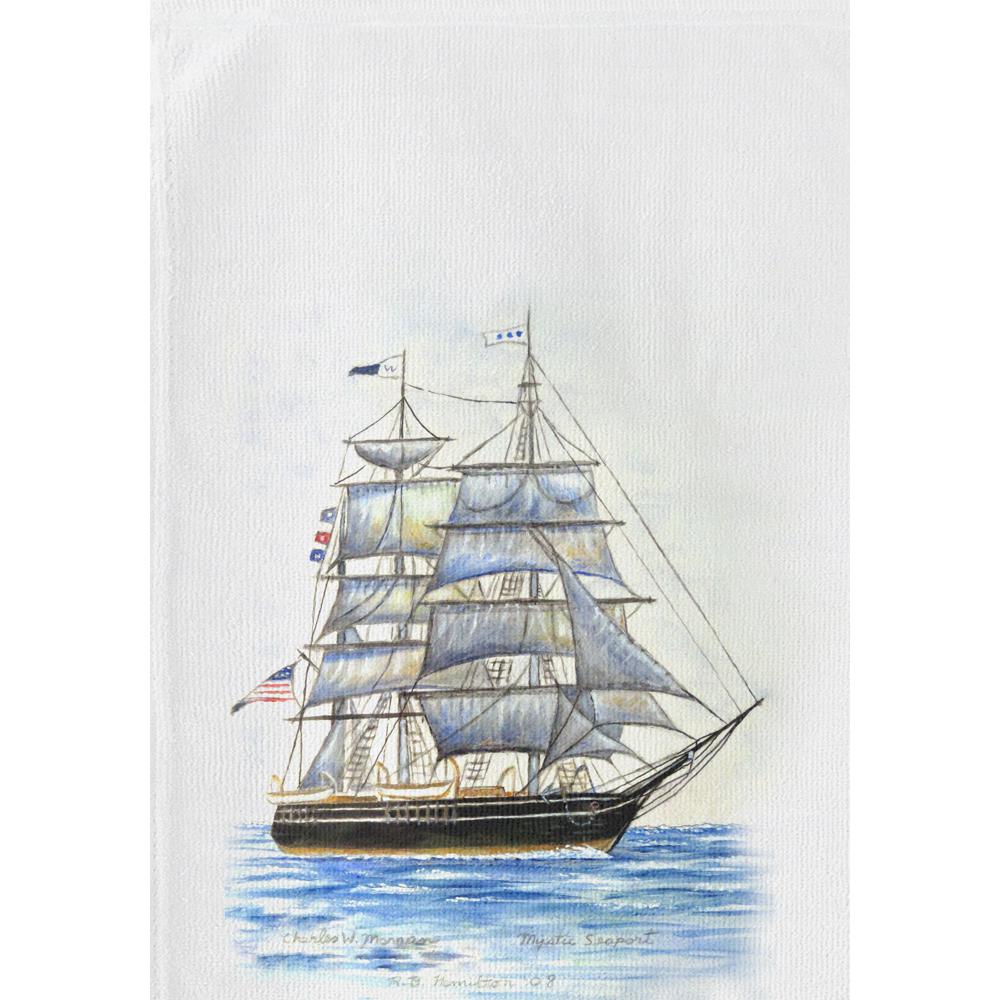 Whaling Ship Underway Kitchen Towel. Picture 1