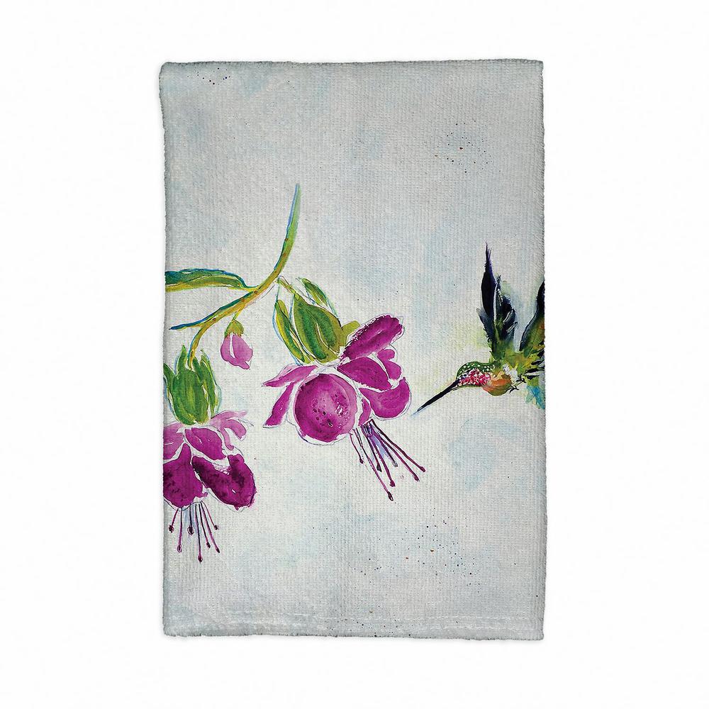 Purple Hummingbird Kitchen Towel. Picture 1