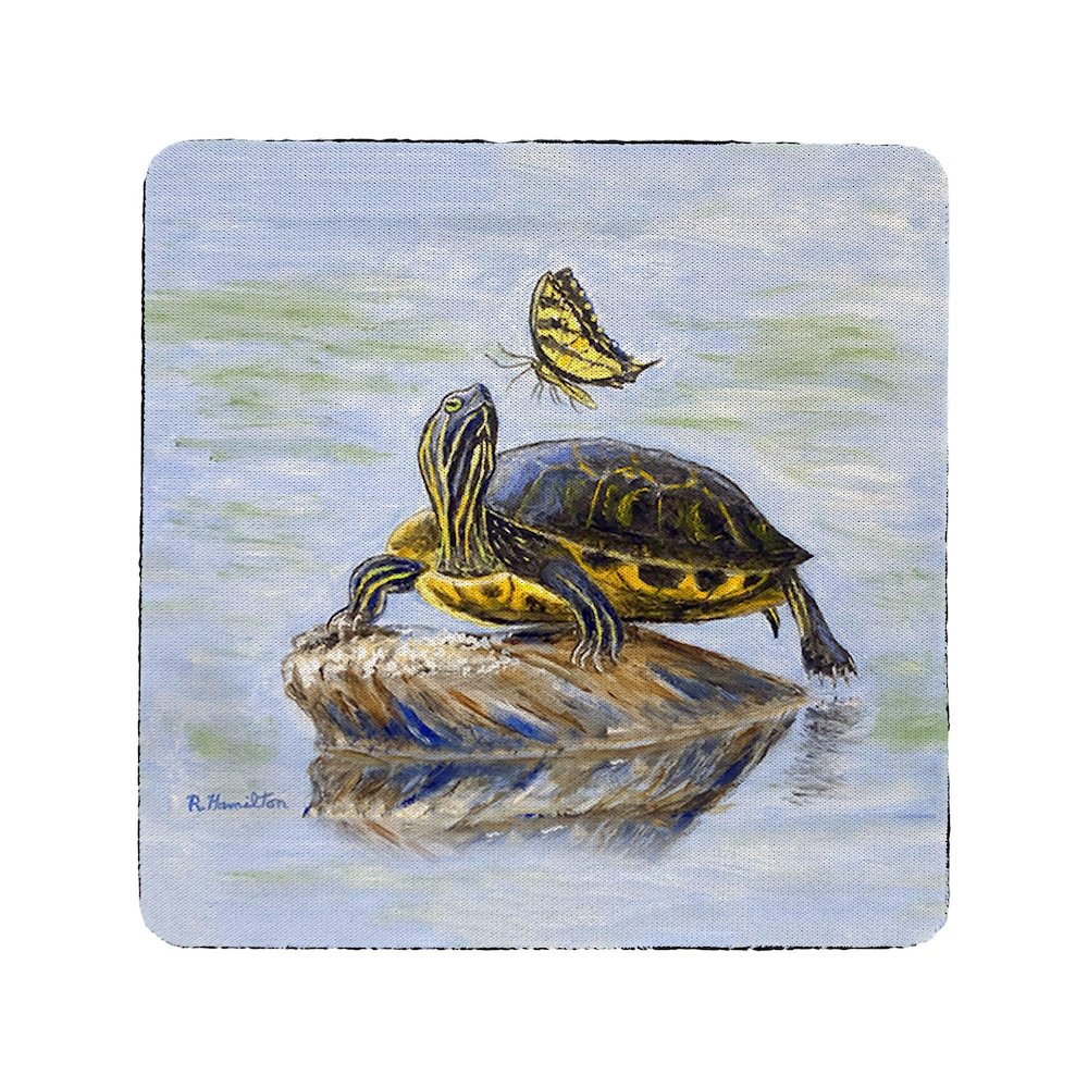 Turtle & Tiger Swallowtail Butterfly Coaster Set of 4. Picture 1