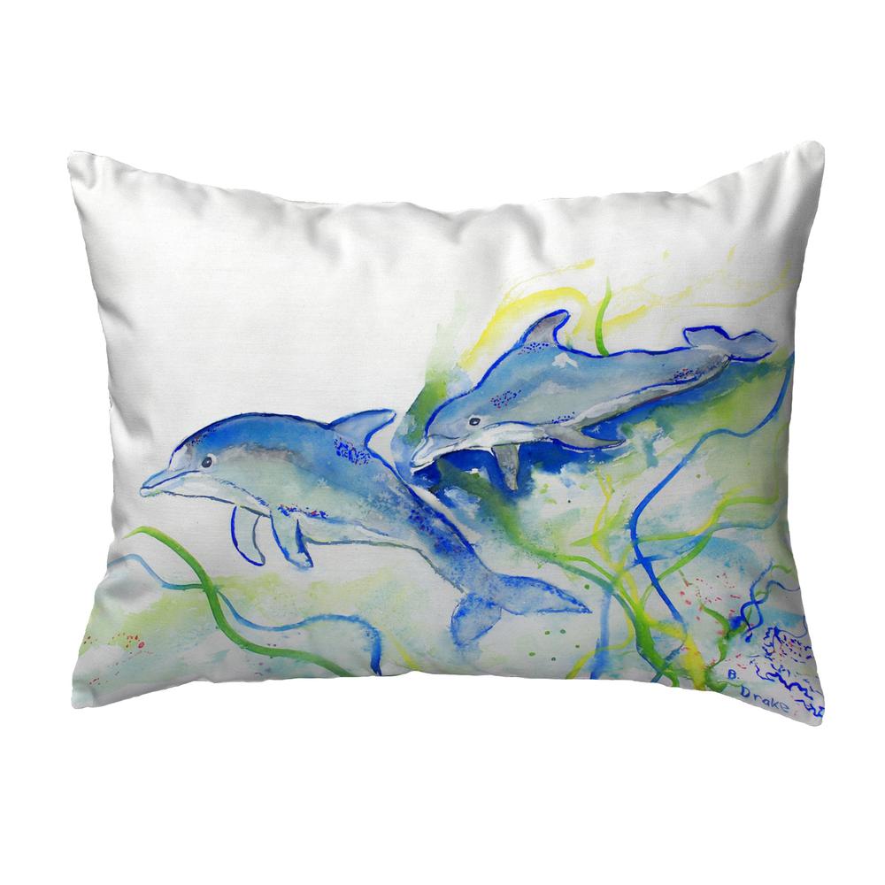 Betsy's Dolphins No Cord Pillow 16x20. Picture 1