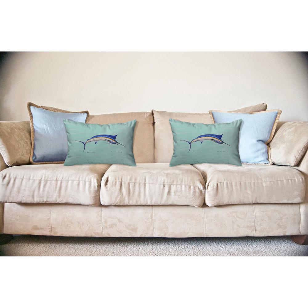Blue Marlin - Teal No Cord Pillow 16x20. Picture 2