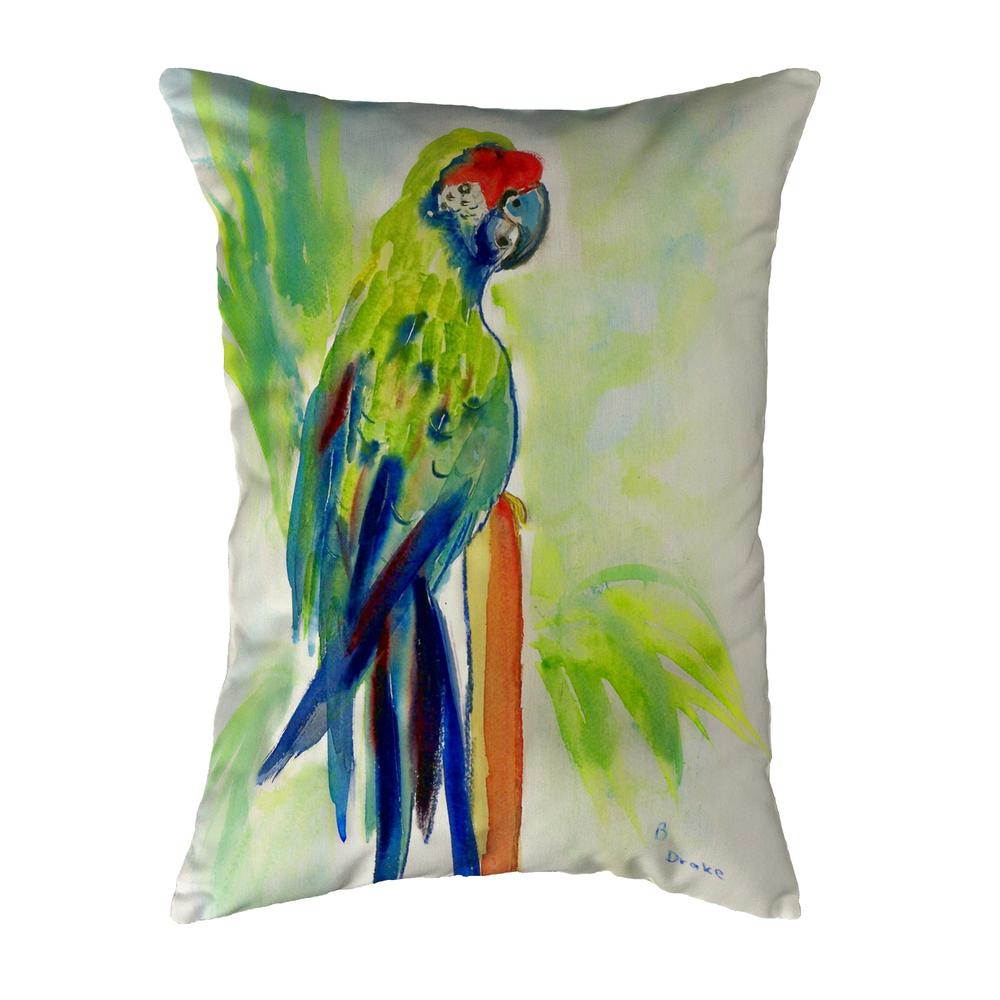 Green Parrot No Cord Pillow 16x20. Picture 1