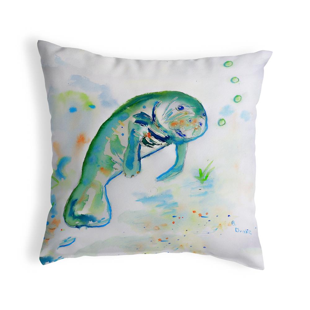 Betsy's Manatee No Cord Pillow 18x18. Picture 1