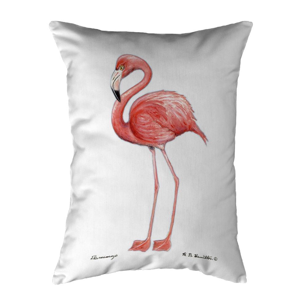 Flamingo White Background Noncorded Indoor/Outdoor Pillow 16x20. Picture 1