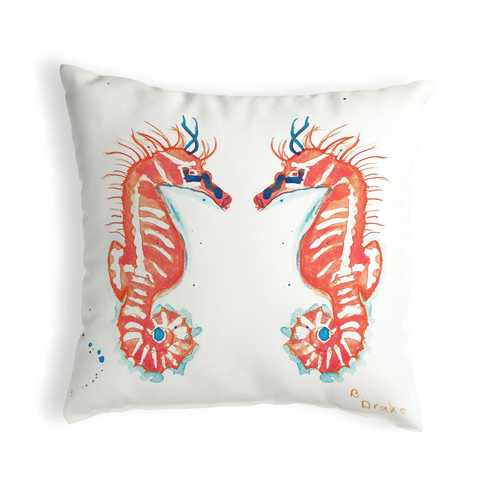 Coral Sea Horses No Cord Pillow 16x20. Picture 1