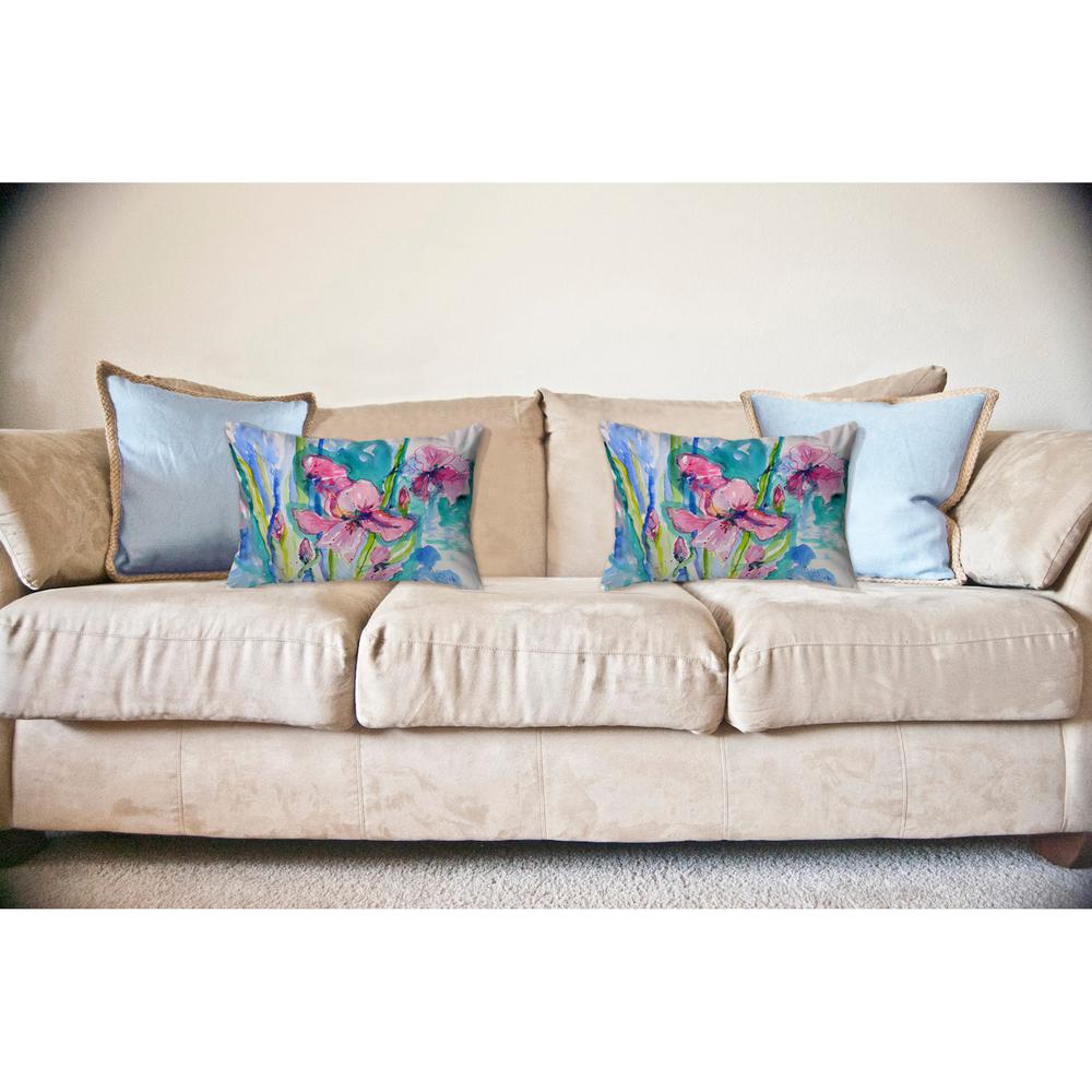 Pink Iris Noncorded Indoor/Outdoor Pillow 16x20. Picture 2